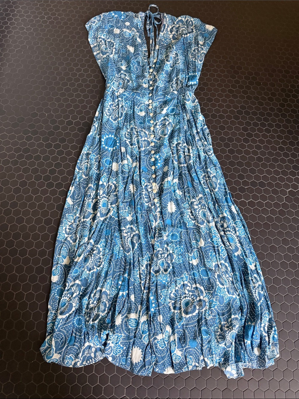 MC2 Saint Barth Blue Floral Button-Front Maxi Dress